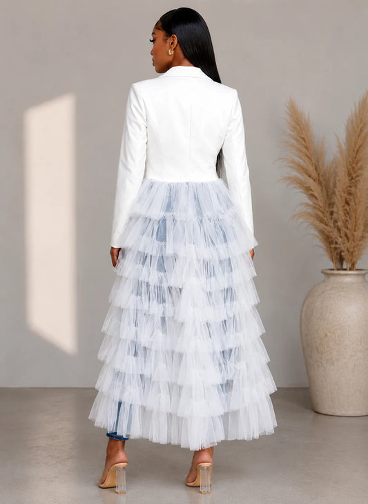 Blazer Tiered Ruffle Overlay