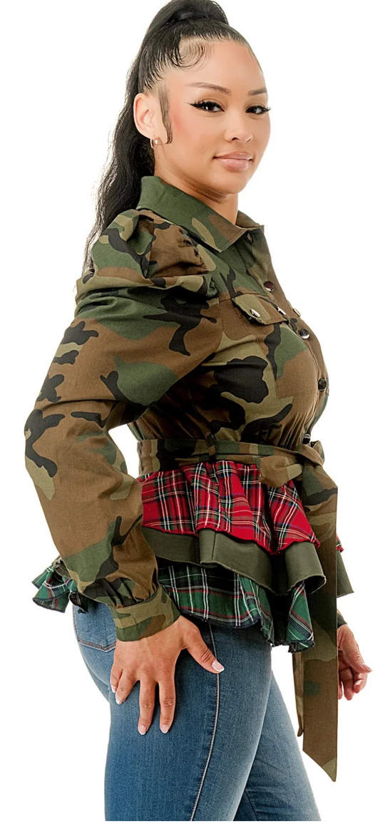 Camo Plaid Blouse