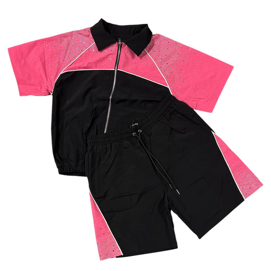 Nylon Rhinestone Windbreaker Set