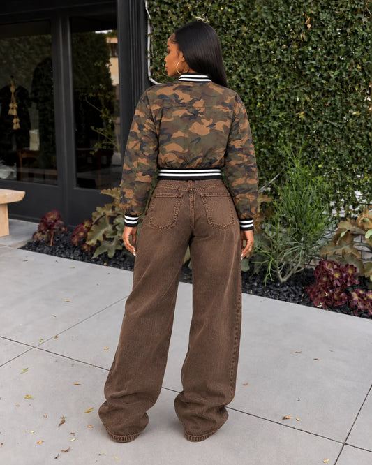 Camo Crop Bomber
